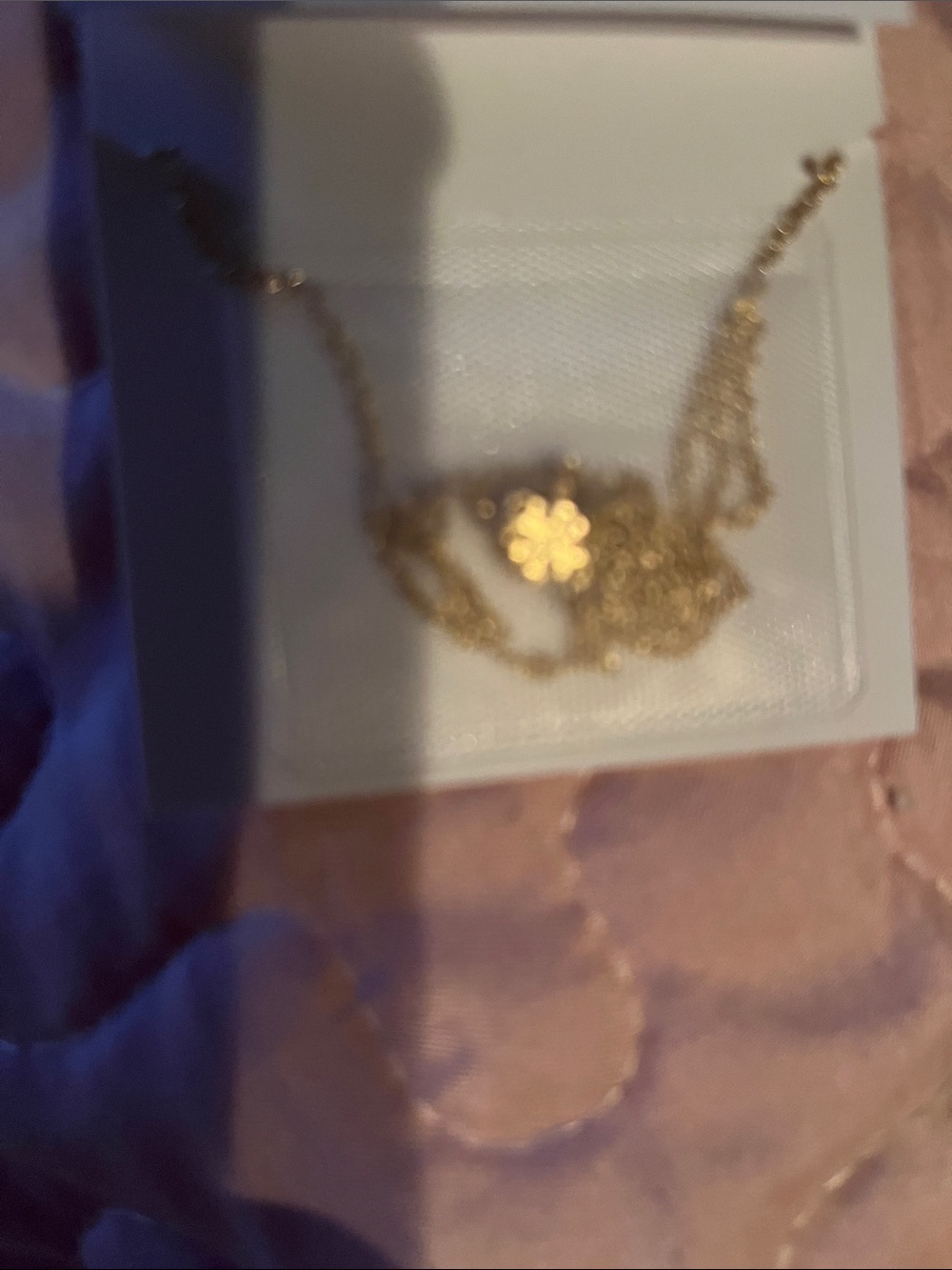 Tory Burch Gold Chain Necklace with Pink Flower Pendant - Picture 3 of 4